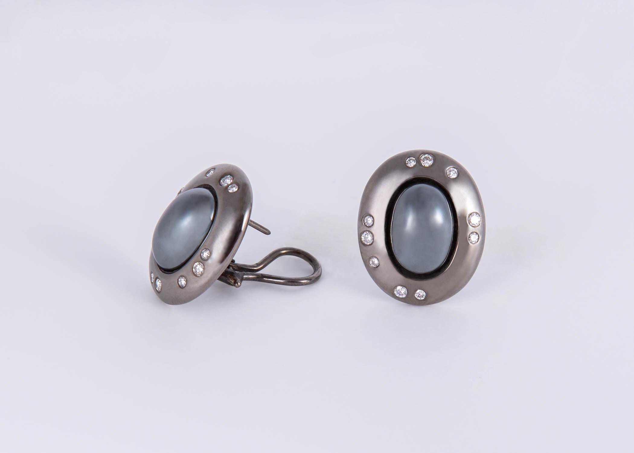 Contemporary Tiffany & Co. Hematite and Diamond Earrings For Sale
