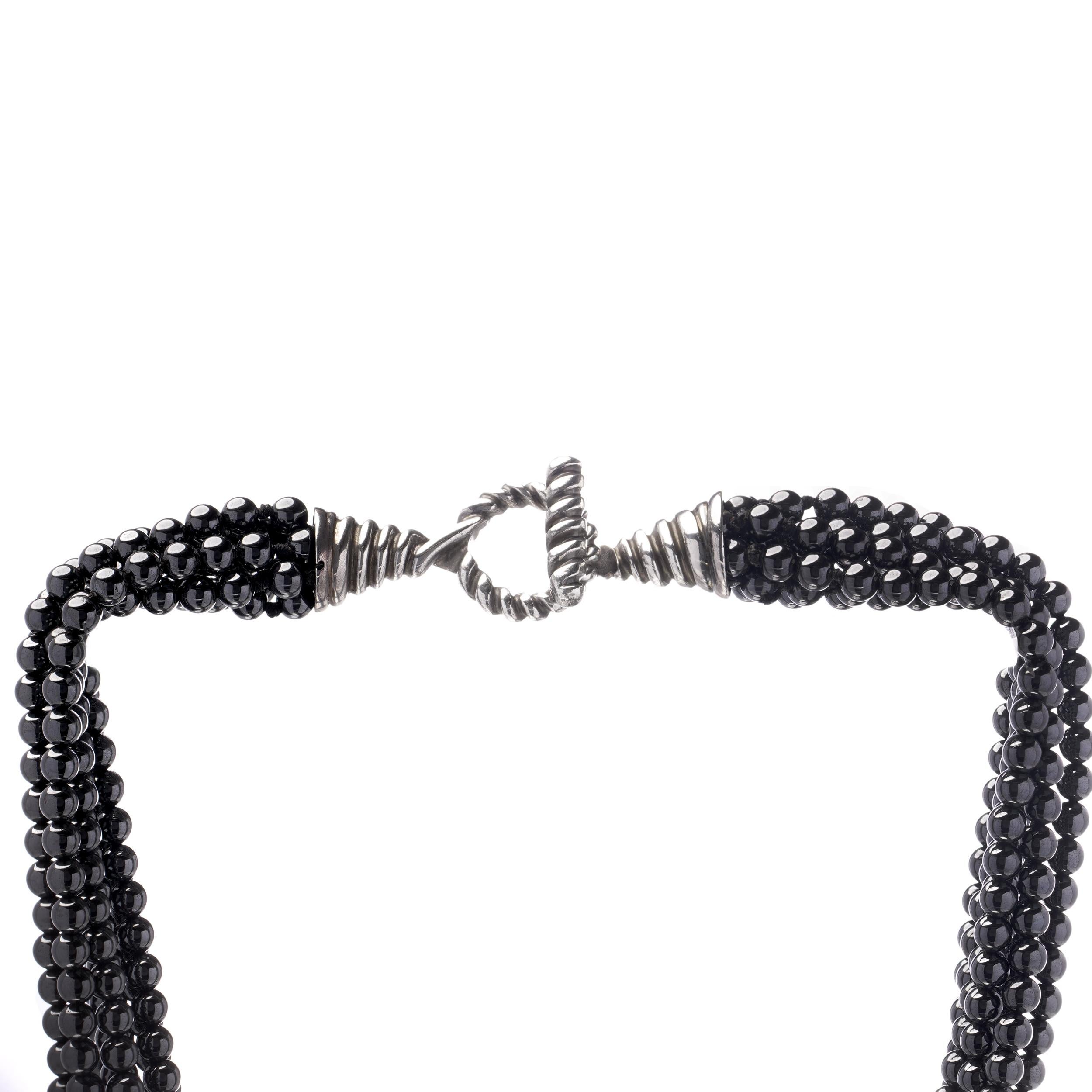 Perle Tiffany & Co. Hematite Bead Multi-Strand Torsade Necklace en vente