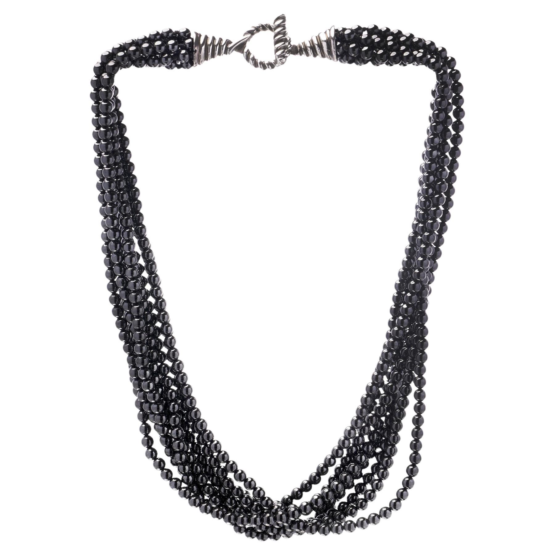 Tiffany & Co. Hematite Bead Multi-Strand Torsade Necklace