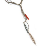 Tiffany & Co. Hematite, Carnelian and Smokey Quartz Feather Lariat Necklace 18K