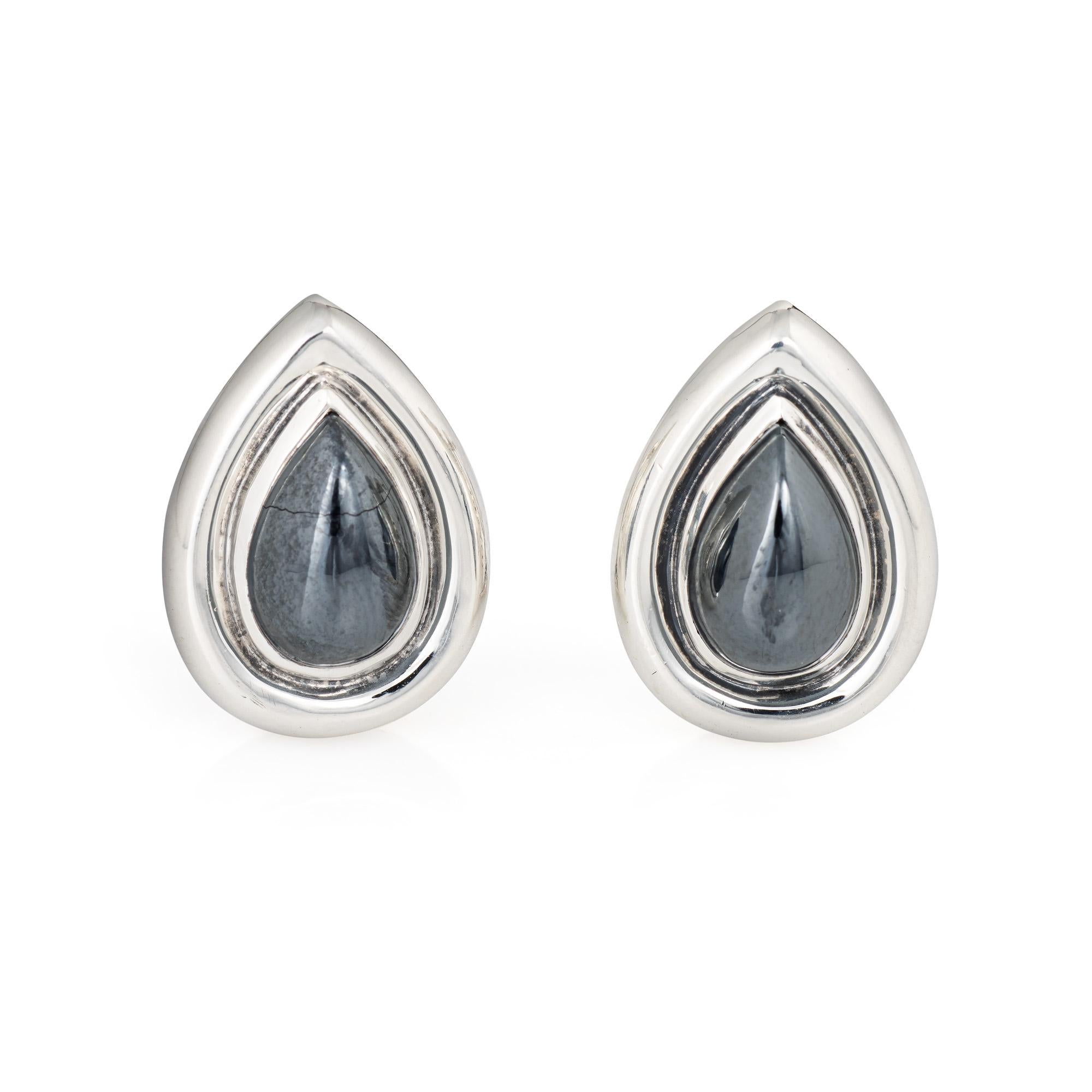 Pear Cut Tiffany & Co. Hematite Earrings circa 1995 Sterling Silver Paloma Picasso