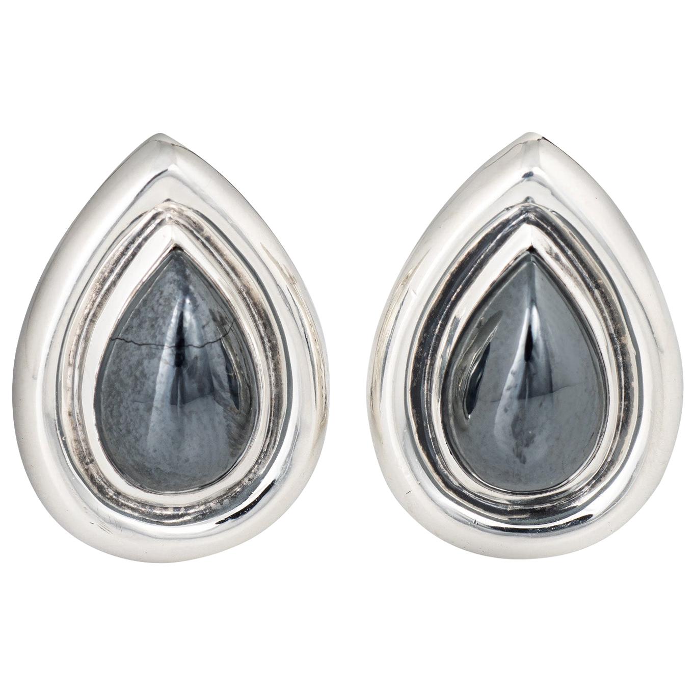 Tiffany & Co. Hematite Earrings circa 1995 Sterling Silver Paloma Picasso