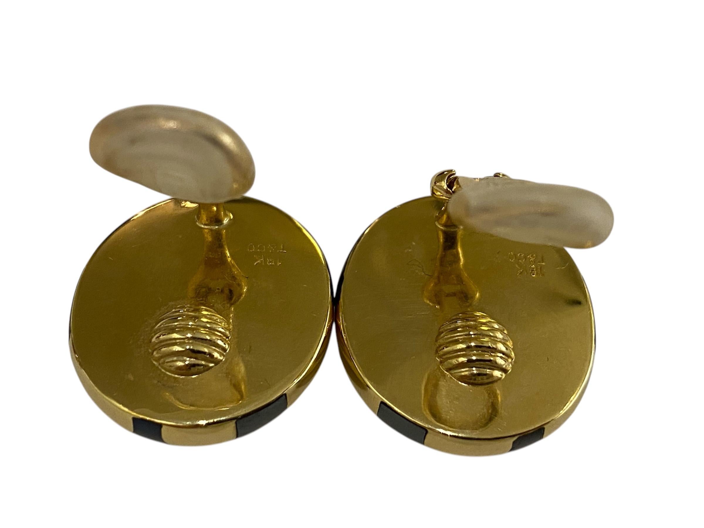 Tiffany & Co. Boucles d'oreilles hématite, jade, nacre et or en vente 7