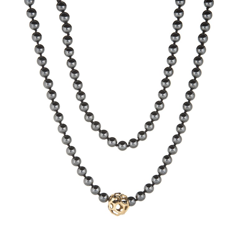 Tiffany and Co. Hematite Necklace Vintage 18 Karat Yellow Gold Long ...