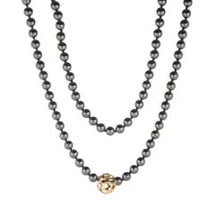 Tiffany & Co Hematite Necklace Vintage Strand 18k Yellow Gold