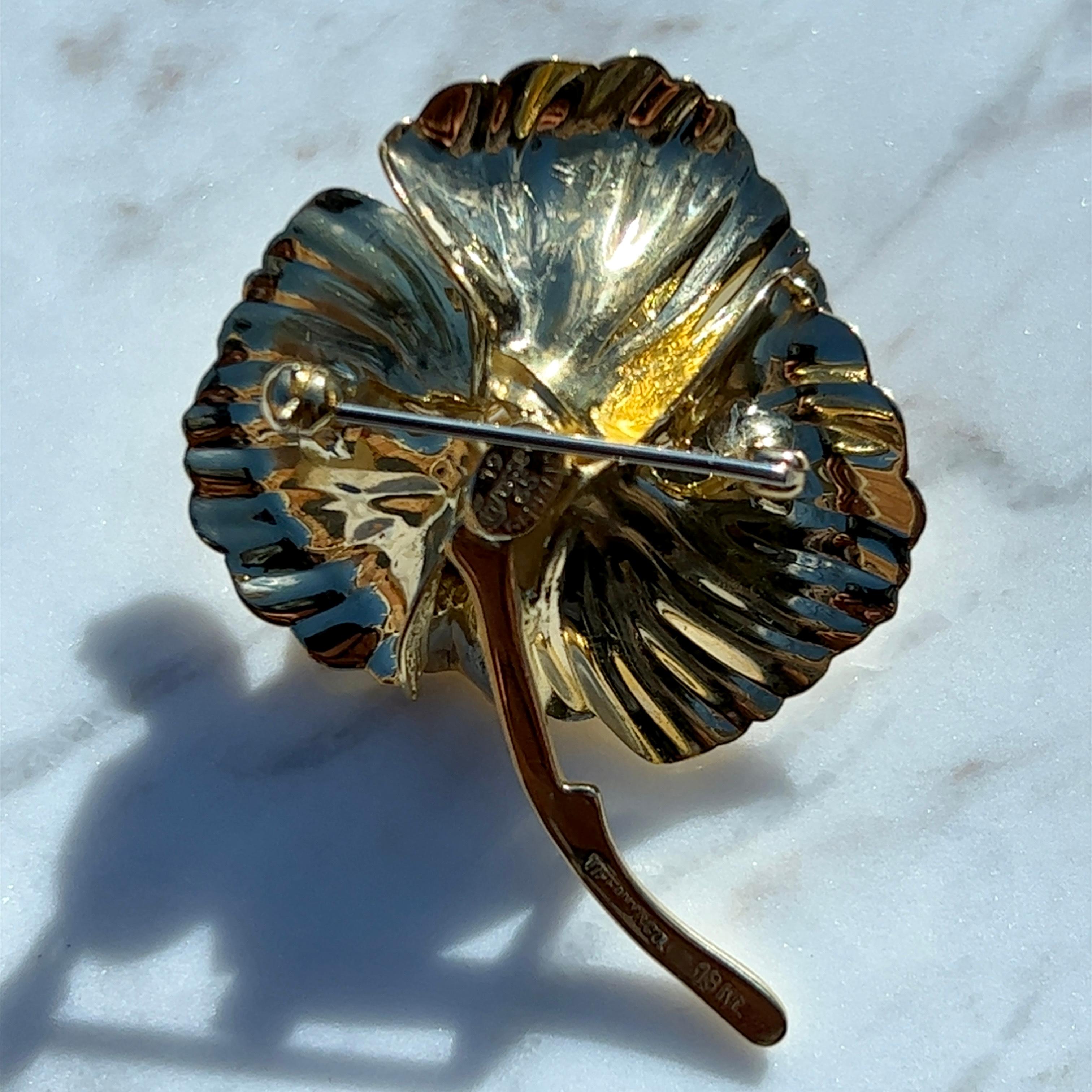 Tiffany & Co. Henkel & Grosse Modernist Gold Flower Pin 1