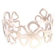 Tiffany & Co Hibiscus Flower Cuff Bangle 7.5" Sterling Silver 35 Grams Estate