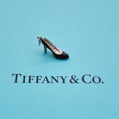 Tiffany & Co. High Heel Shoe Charm Sterling Silver Black Tiffany Blue Enamel