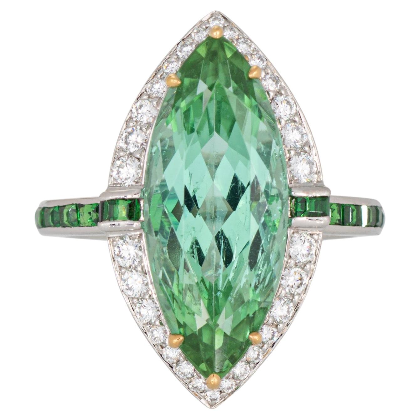 Tiffany & Co. High Jewelry Grüner Turmalin Diamant Ring Tsavorit 18k Platin