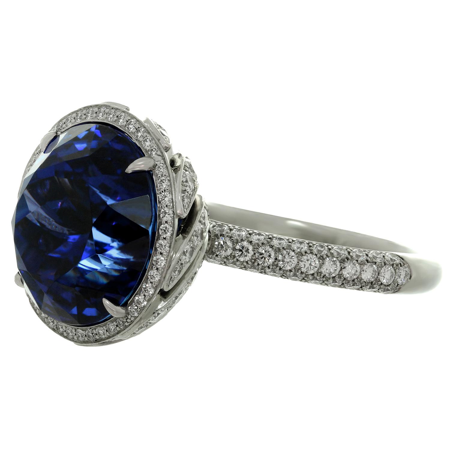 Tiffany & Co. High Jewelry Tanzanite Diamond Platinum Cocktail Ring GIA In Excellent Condition In New York, NY
