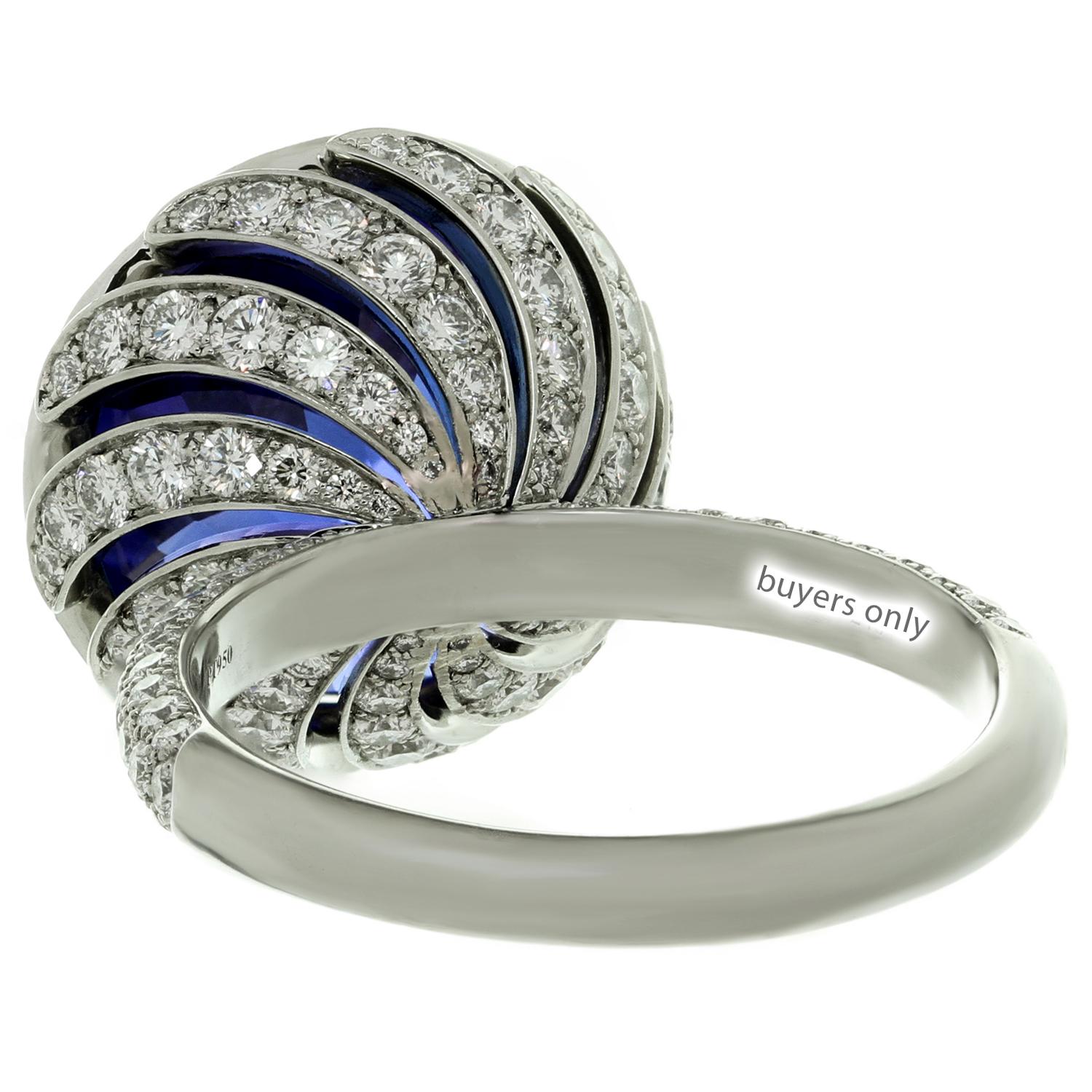 Women's Tiffany & Co. High Jewelry Tanzanite Diamond Platinum Cocktail Ring GIA