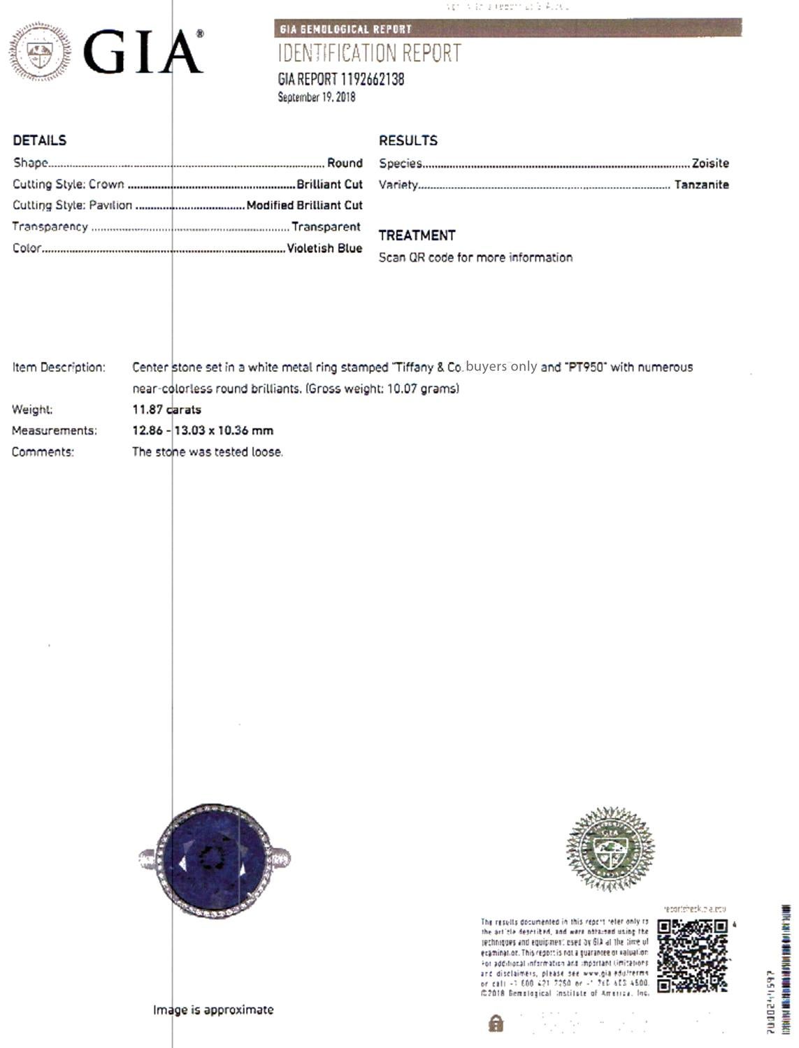 Tiffany & Co. High Jewelry Tanzanite Diamond Platinum Cocktail Ring GIA 1