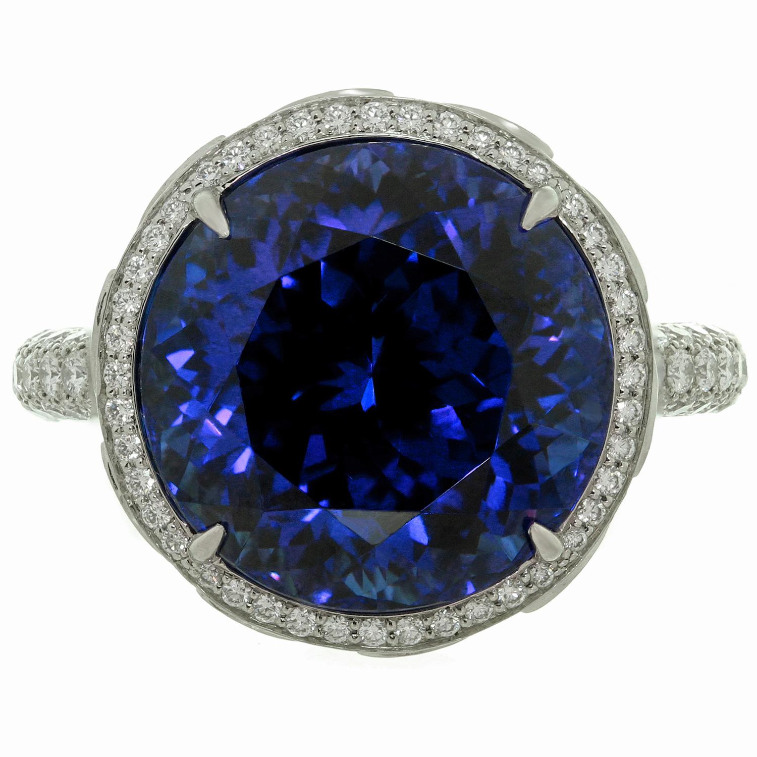 Tiffany & Co. High Jewelry Tanzanite Diamond Platinum Cocktail Ring GIA