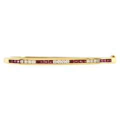 Tiffany & Co. Hinged Bangle Bracelet 18k Yellow Gold with Rubies and Diamond