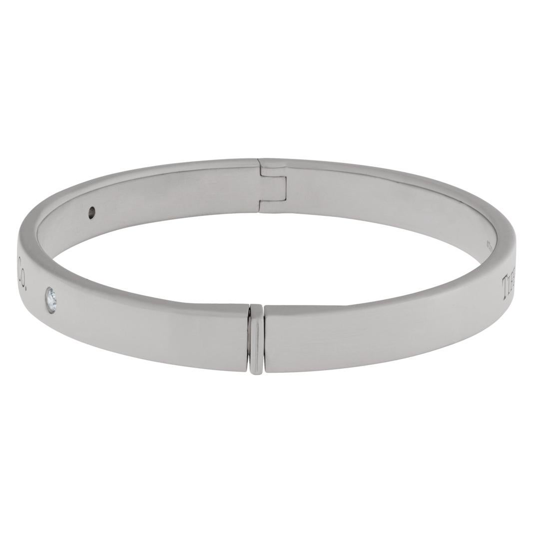 Women's Tiffany & Co. Hinged Bangle Bracelet in 18k White Gold with 2 Diamonds