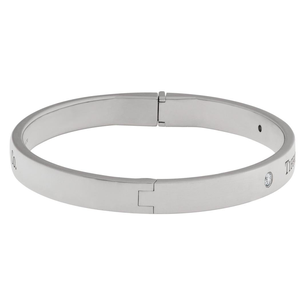 Tiffany & Co. Hinged Bangle Bracelet in 18k White Gold with 2 Diamonds 1