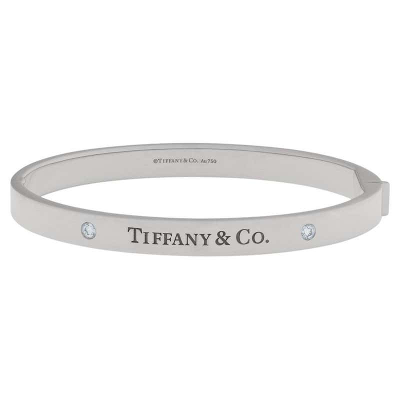 Tiffany and Co. Hinged Bangle Bracelet in 18k White Gold with 2 ...