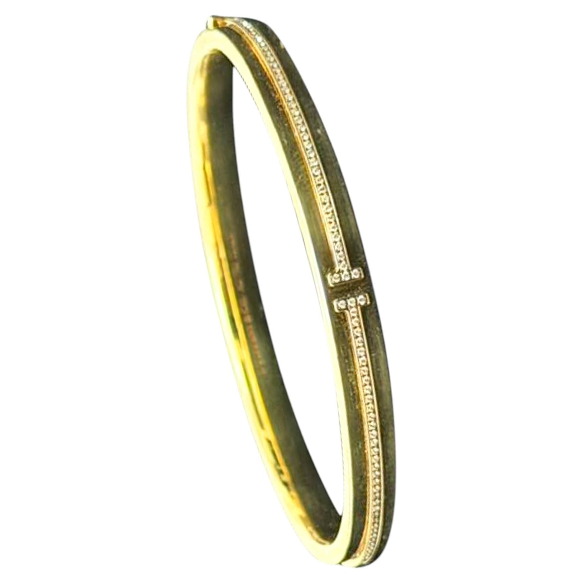 TIFFANY & CO. Hinged T-Bracelet In 18Kt Yellow Gold With VVS Diamonds