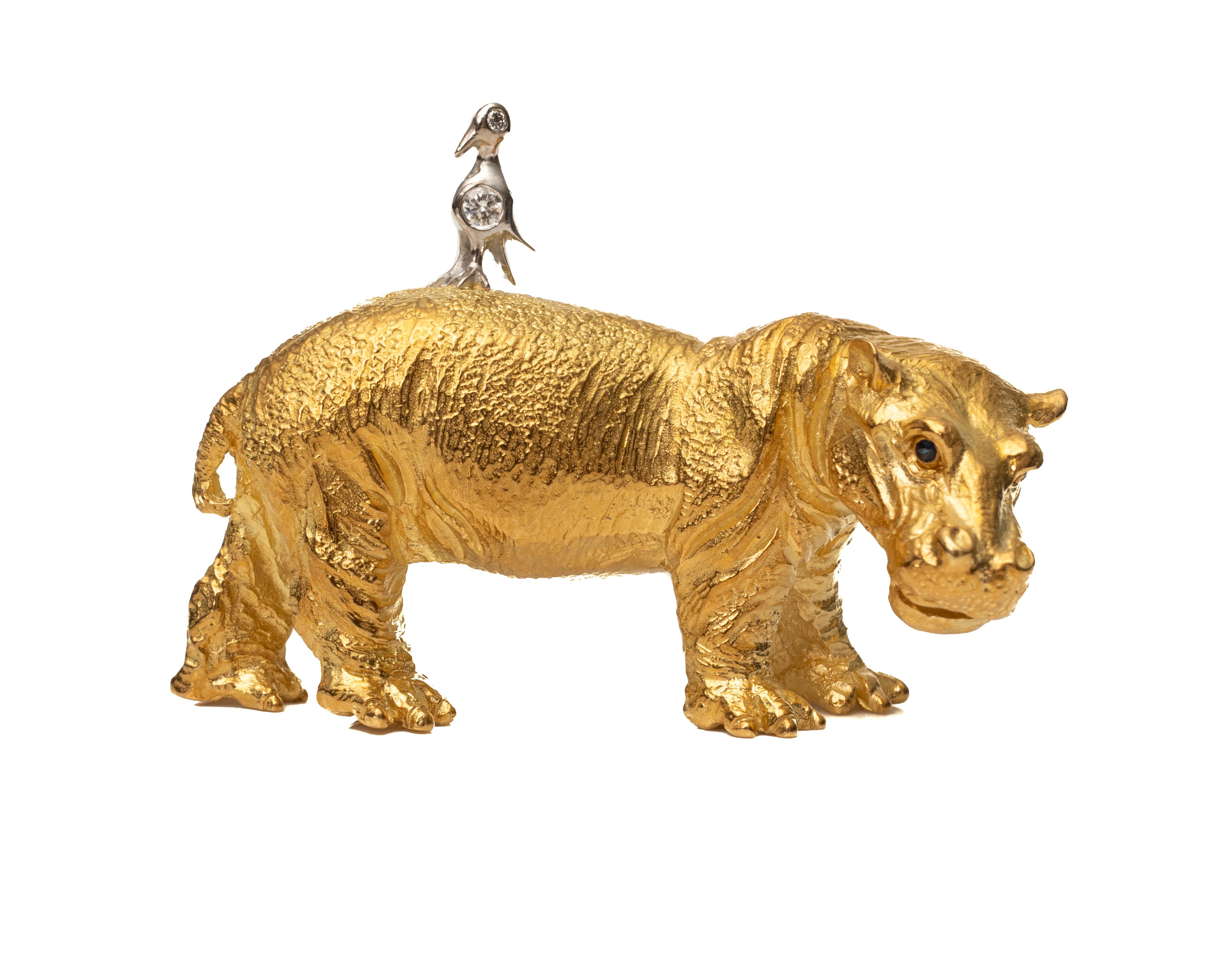 Tiffany & Co. Hippopotamus Brooch, 18 Karat Gold In Excellent Condition In Atlanta, GA