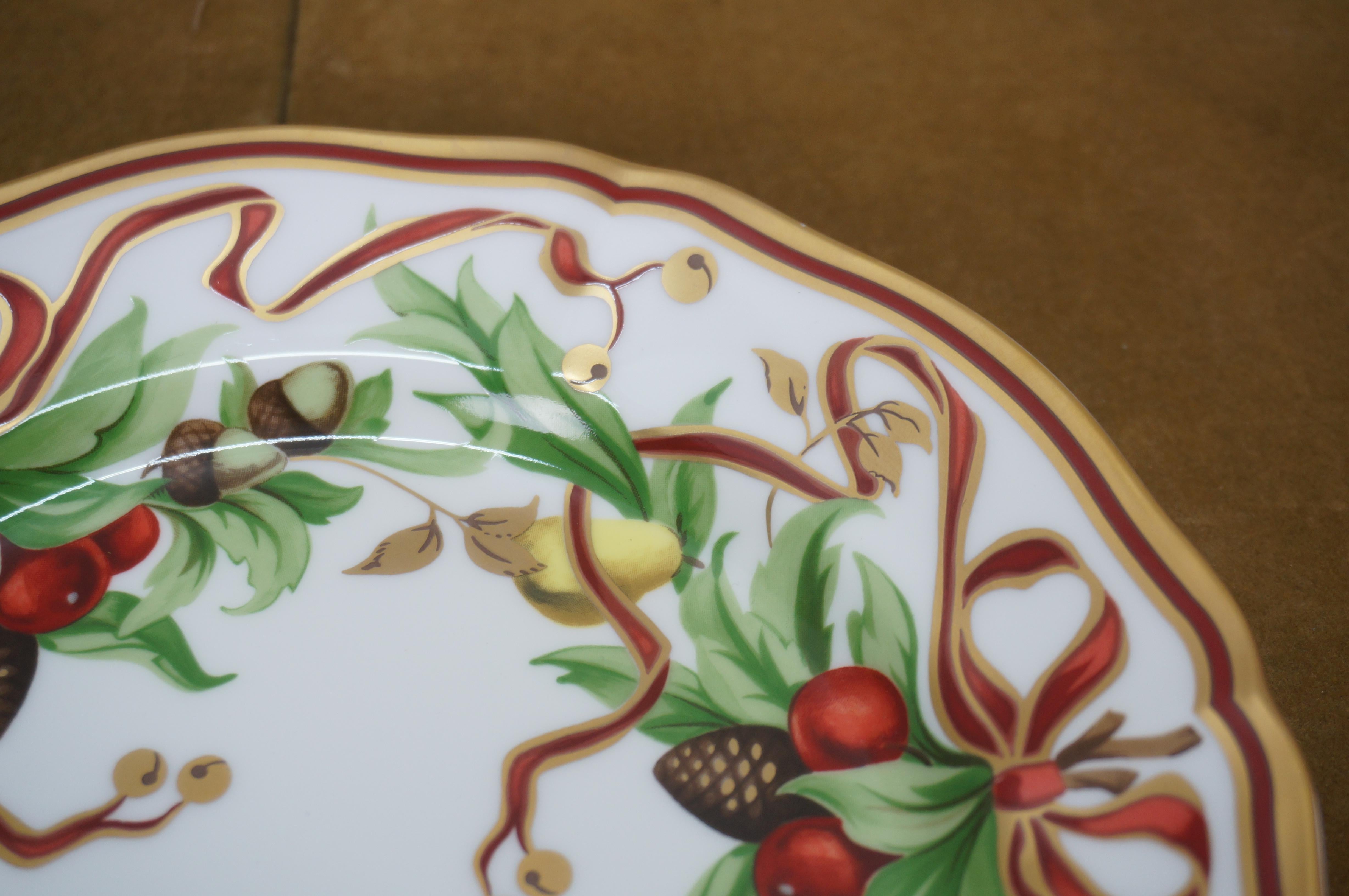 Tiffany & Co Holiday Bread Butter Salad Christmas Garland Ribbon Plate 8