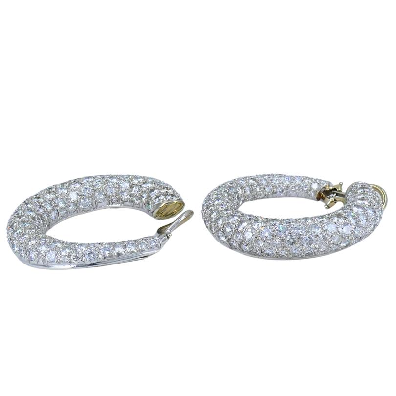 Women's Tiffany & Co. Hoop Earrings Diamond Platinum Original Box For Sale