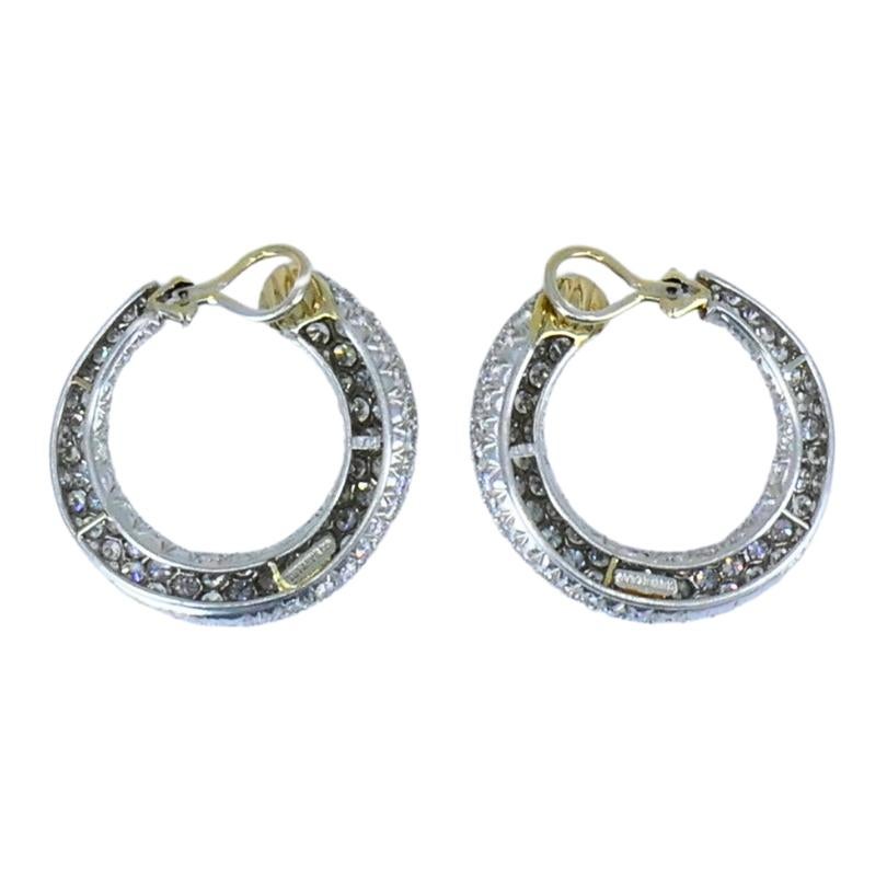 Tiffany & Co. Hoop Earrings Diamond Platinum Original Box For Sale 1