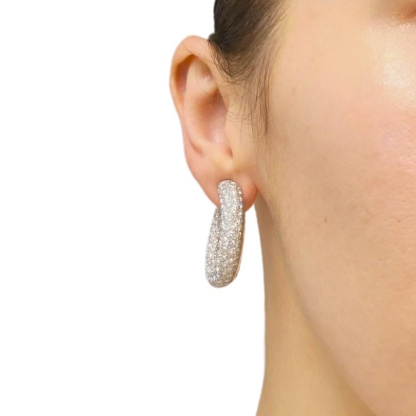 Tiffany & Co. Hoop Earrings Diamond Platinum Original Box For Sale 2