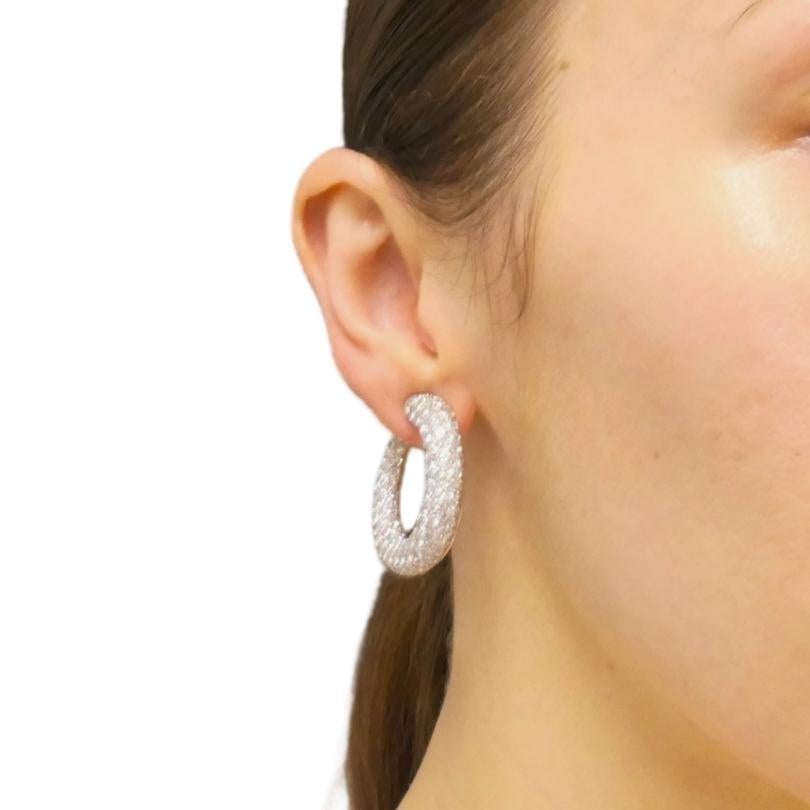 Tiffany & Co. Hoop Earrings Diamond Platinum Original Box For Sale 3