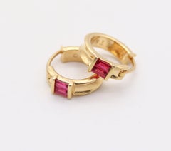 TIFFANY & CO. Hoops Earrings In 18Kt Yellow Gold With Vivid Red Rubies