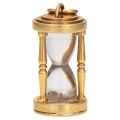 Tiffany & Co Sanduhr-Charm Vintage 18k Gelbgold Timer Bergkristall-Anhänger