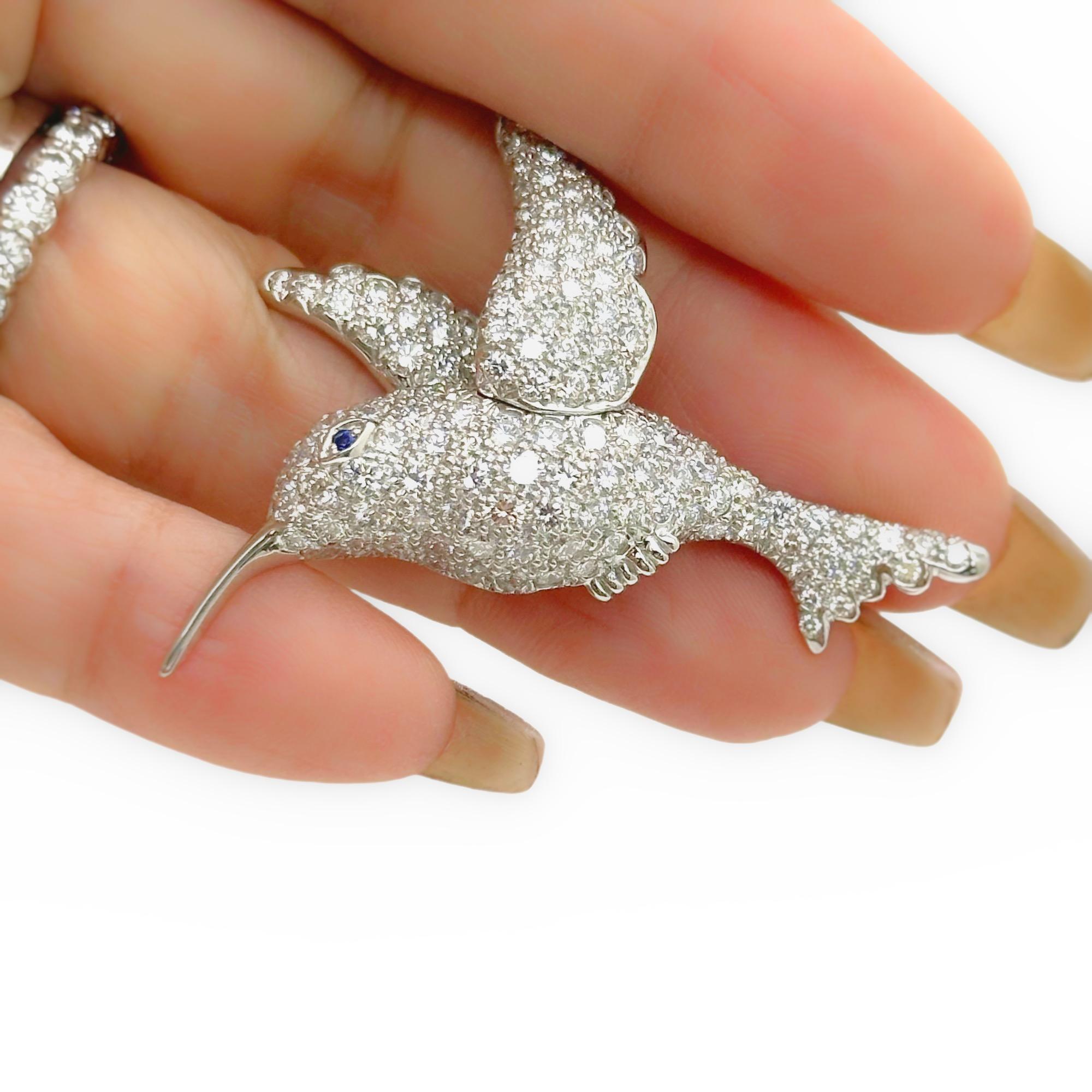 Tiffany & Co. Hummingbird Diamond Brooch Pin in Platinum For Sale 3