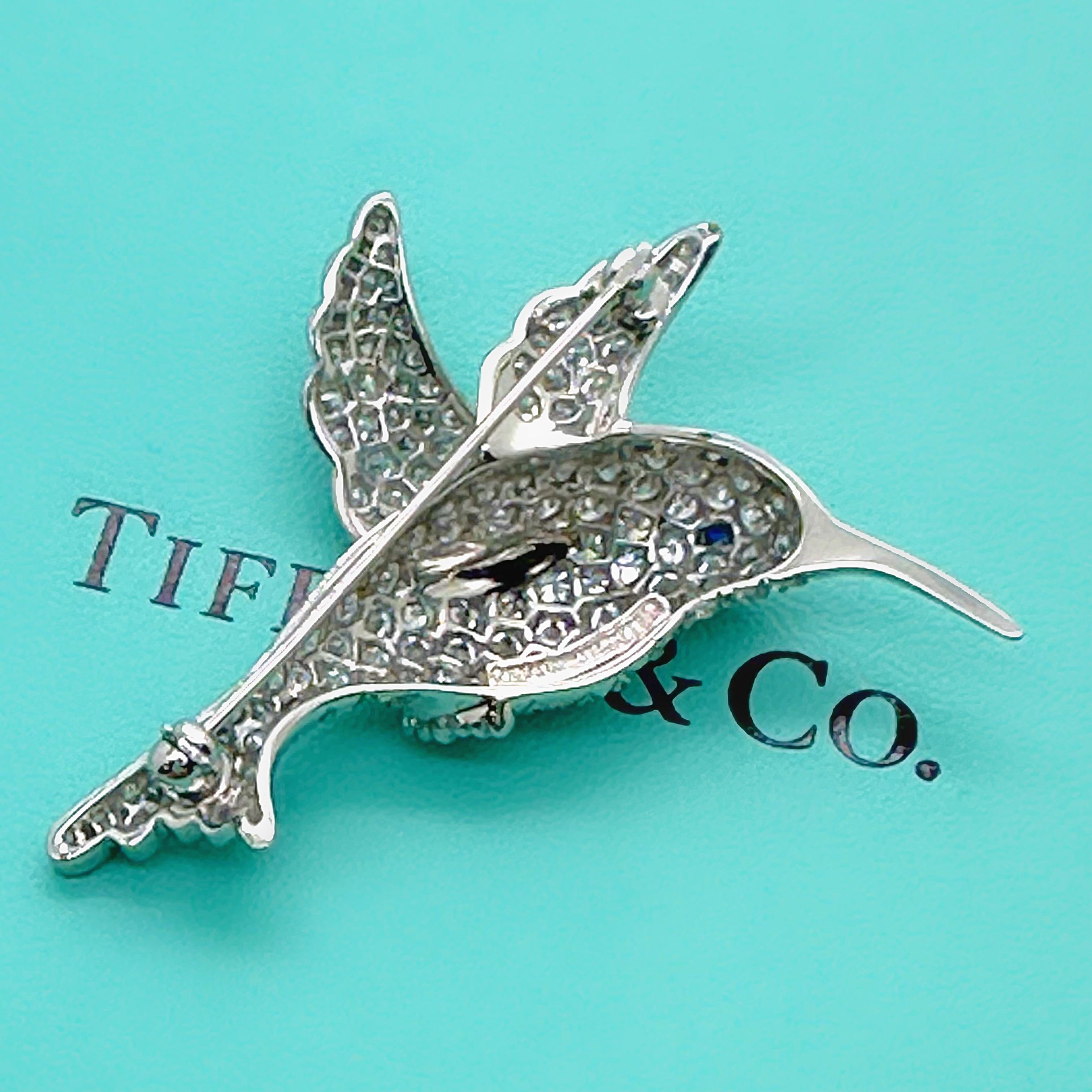 Tiffany & Co. Hummingbird Diamond Brooch Pin in Platinum For Sale 6