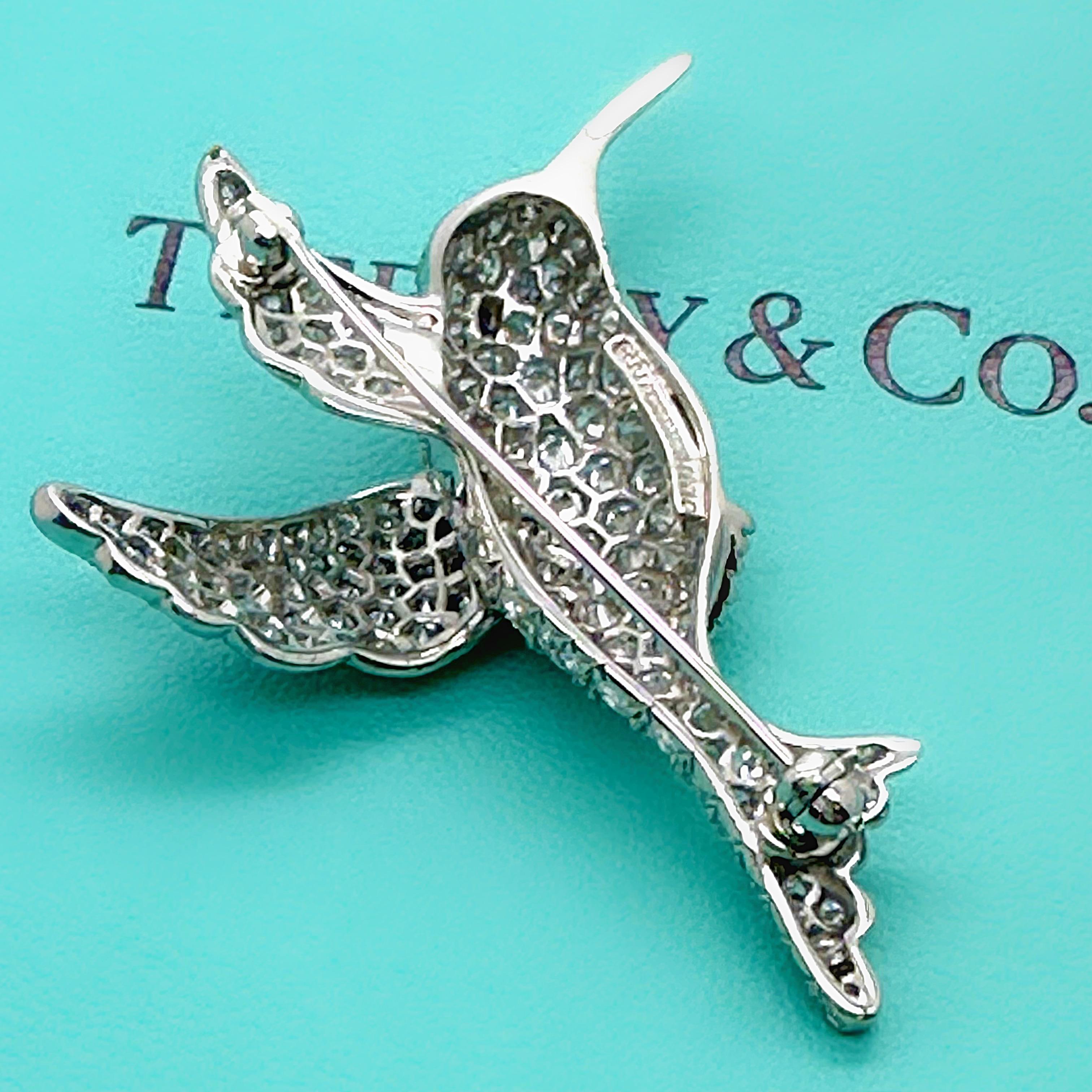 Tiffany & Co. Hummingbird Diamond Brooch Pin in Platinum For Sale 7