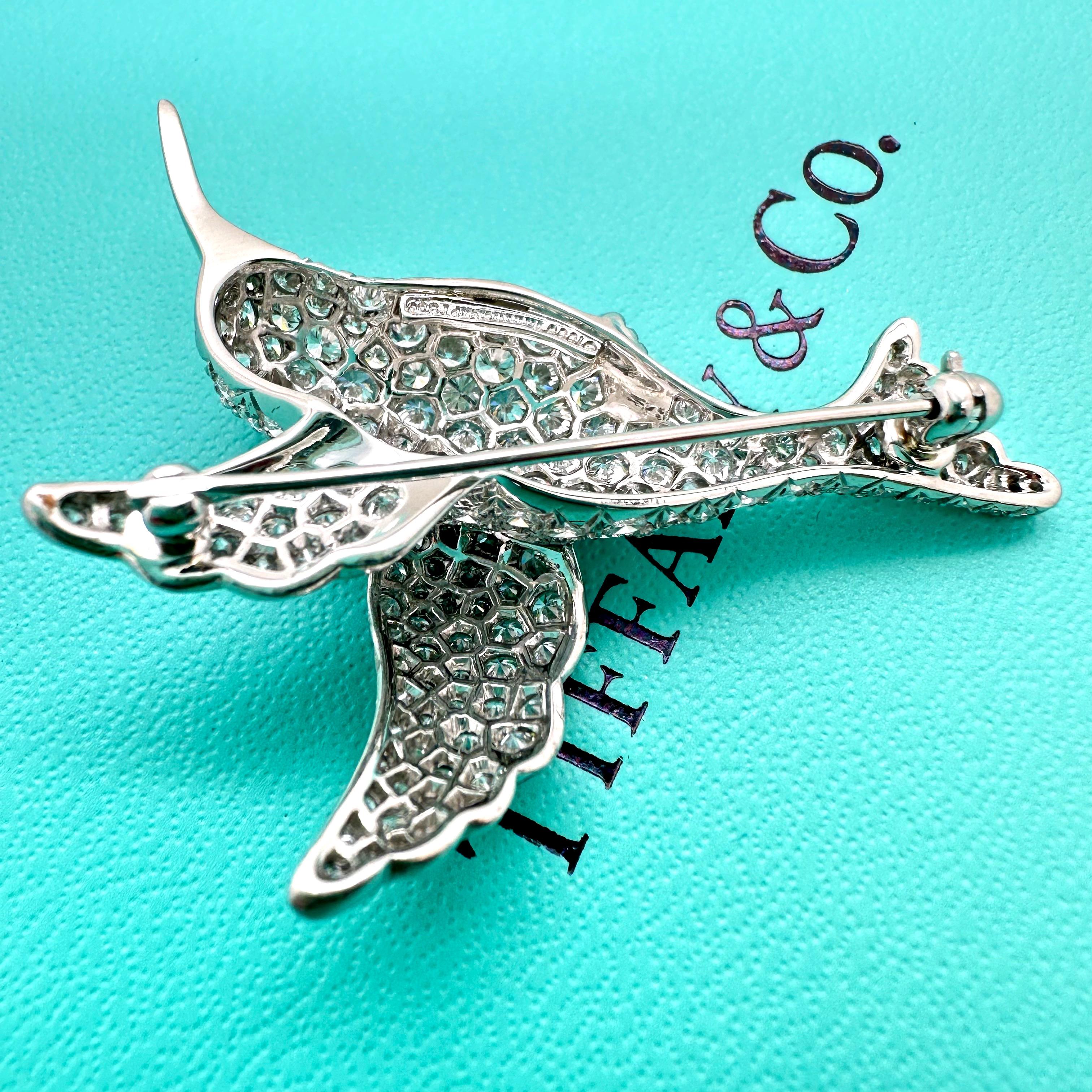 Tiffany & Co. Hummingbird Diamond Brooch Pin in Platinum For Sale 9