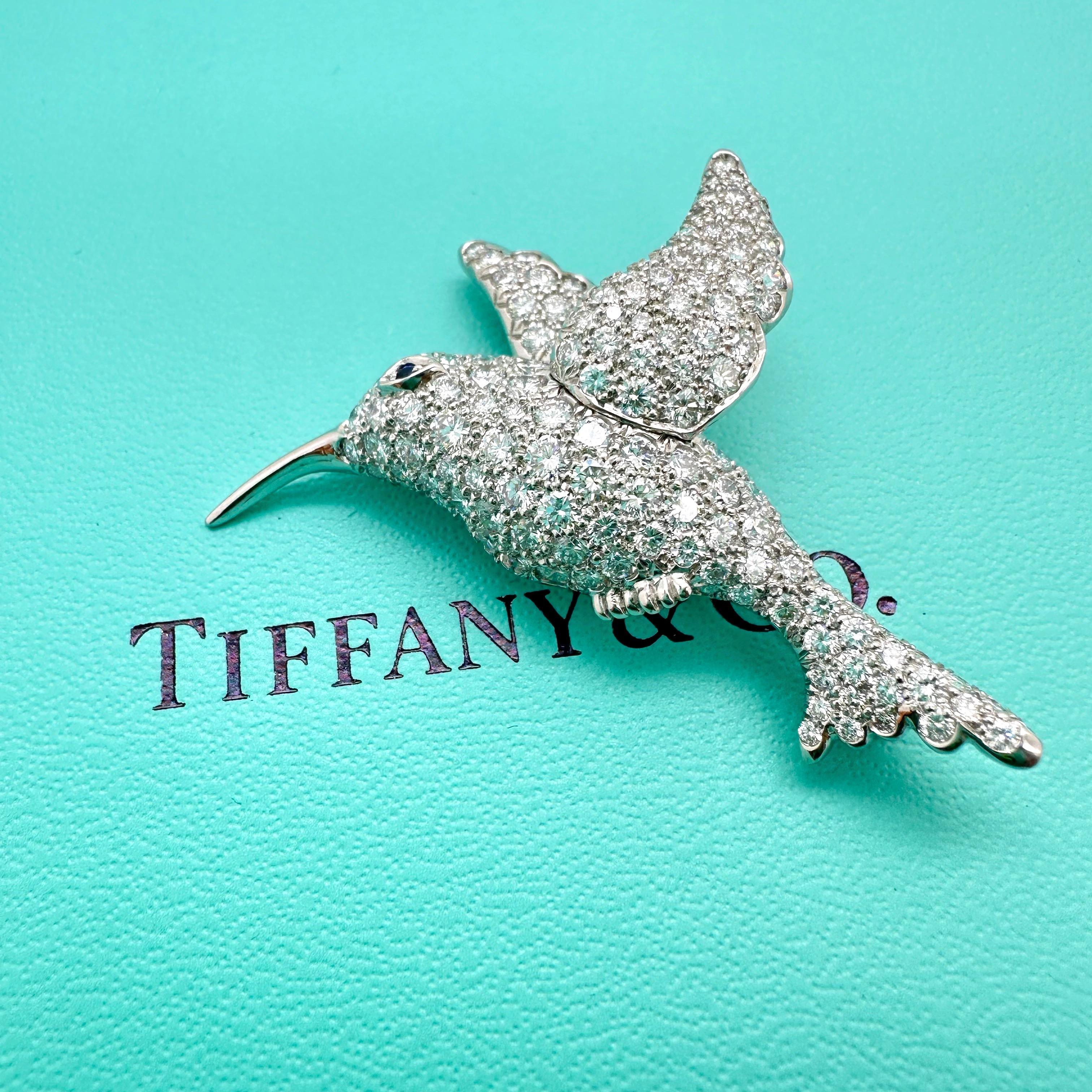 Tiffany & Co. Hummingbird Diamond Brooch Pin in Platinum For Sale 10