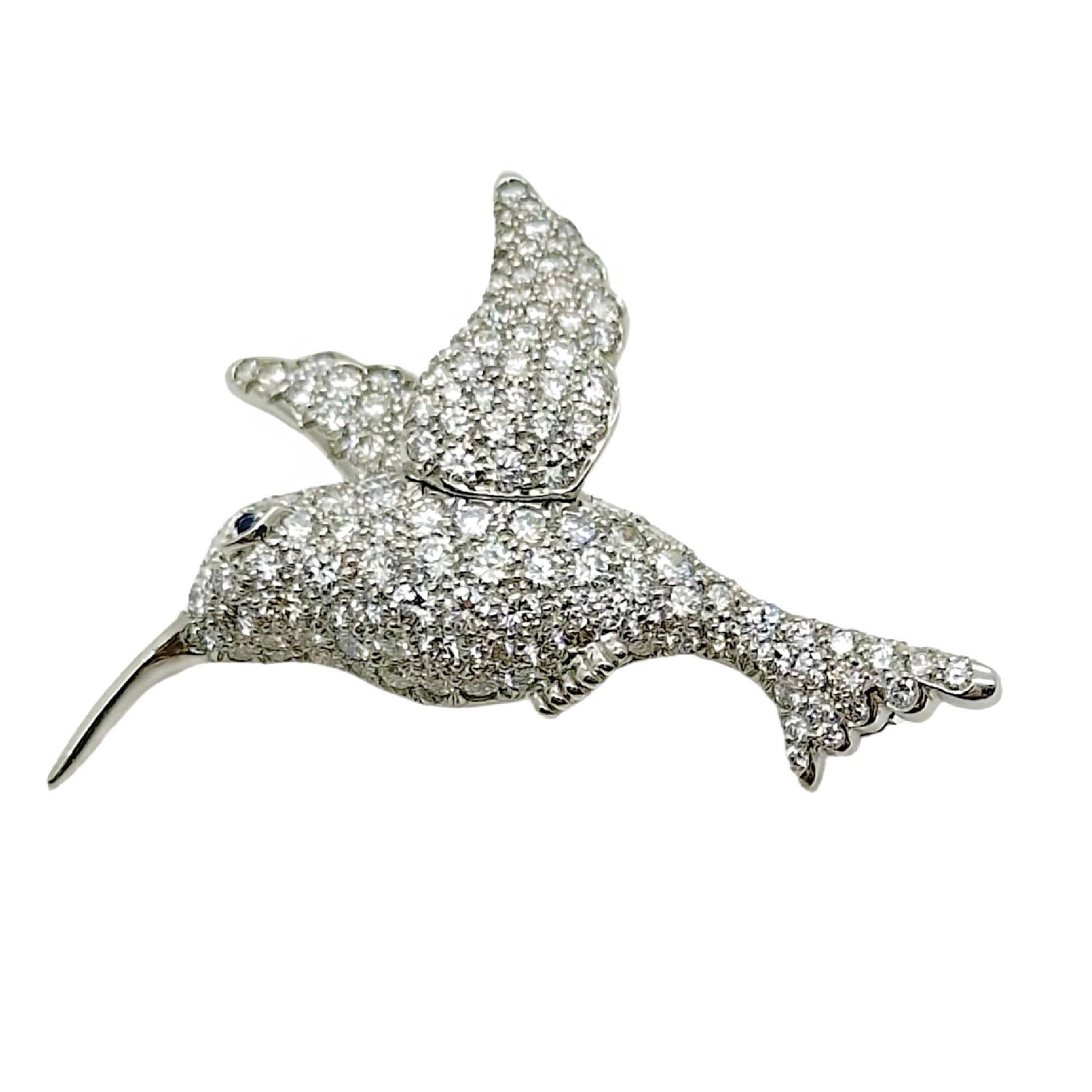 Tiffany & Co. Hummingbird Diamond Brooch Pin in Platinum For Sale 1
