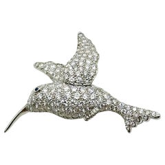 Vintage Tiffany & Co. Hummingbird Diamond Brooch Pin in Platinum