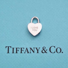 Tiffany & Co. I Love You Heart Padlock Charm Pendant Sterling Silver
