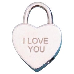 Tiffany & Co. I Love You Heart Padlock Charm Pendant Sterling Silver