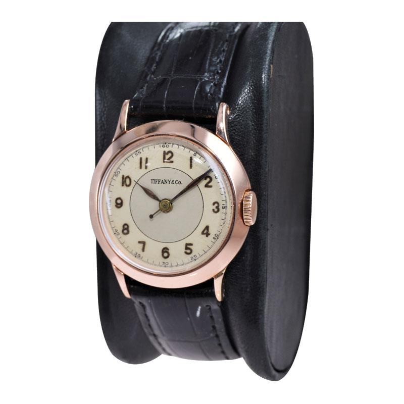 Art déco Tiffany & Co. Montre à remontage manuel en or rose de la société I. W. C. Watch Company en vente