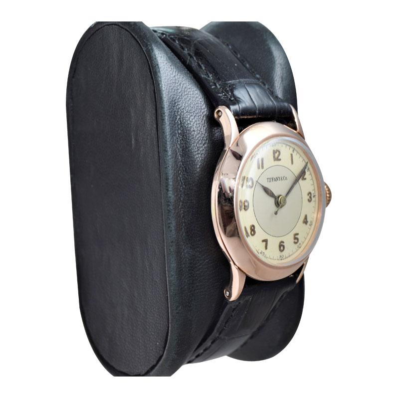 Art Deco Tiffany & Co. I. W. C. Watch Company Rose Gold Manual Wind Watch For Sale