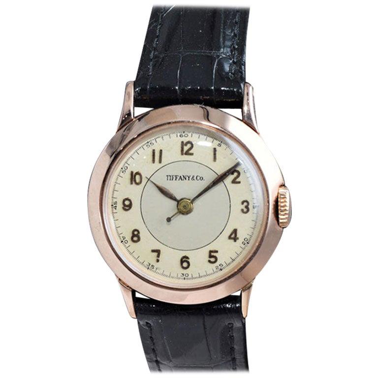 Tiffany & Co. I. W. C. Watch Company Rose Gold Manual Wind Watch For Sale