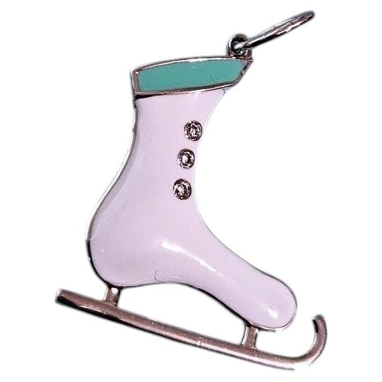 Tiffany & Co. Ciondolo Charm con pattini da ghiaccio in platino con smalto e diamanti