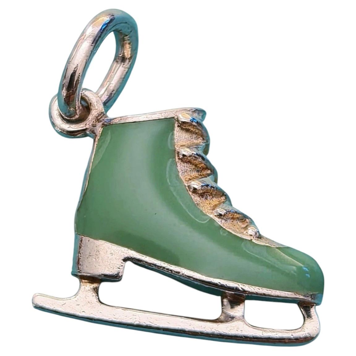 Tiffany & Co. Ice Skate Charm Pendant Sterling Silver Enamel