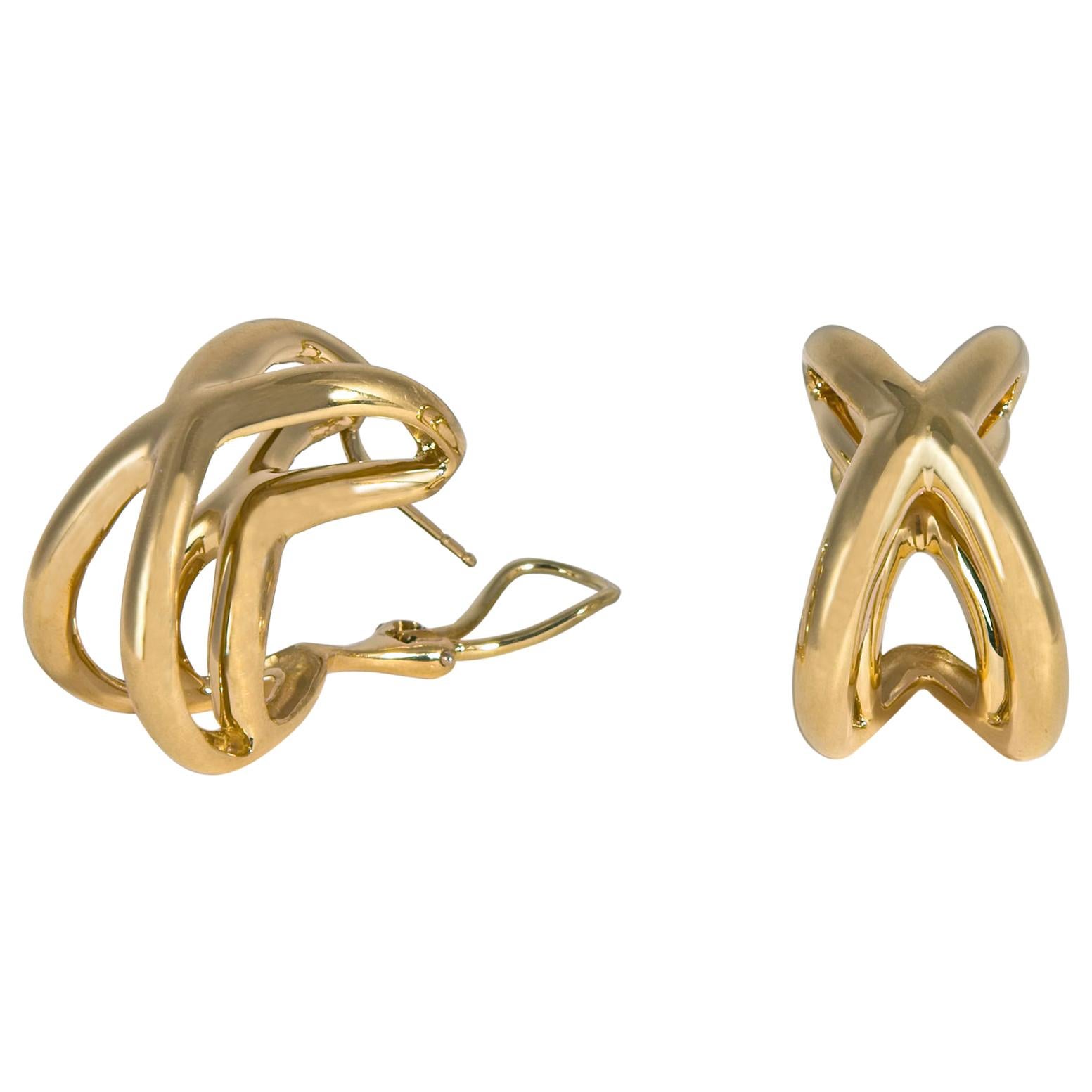 Tiffany & Co. Iconic Crisscross Gold Earrings