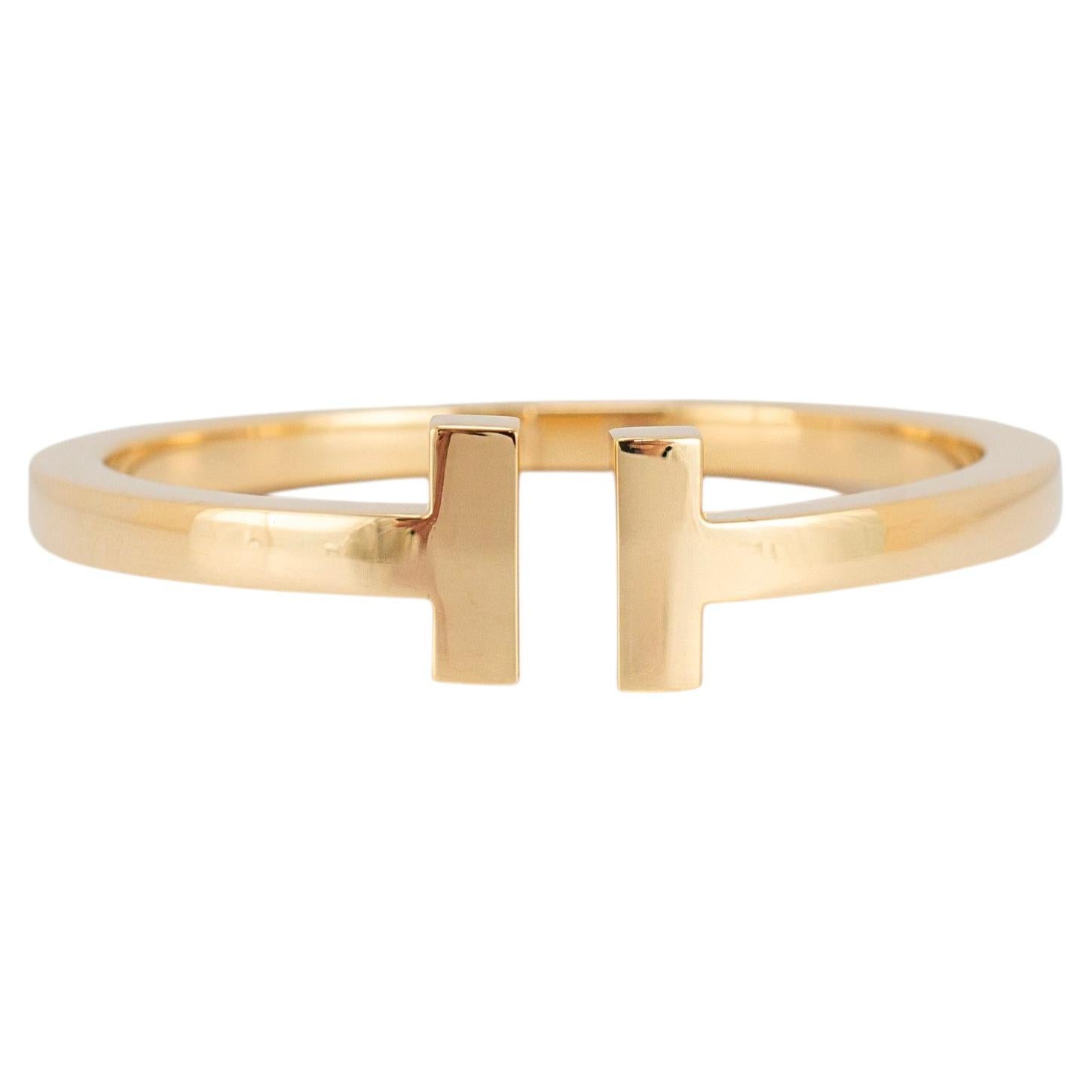 Tiffany & Co. Iconic Tiffany T Square 18K Yellow Gold Cuff Bangle Bracelet For Sale