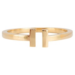 Tiffany & Co. Iconic Tiffany T Square 18K Yellow Gold Cuff Bangle Bracelet