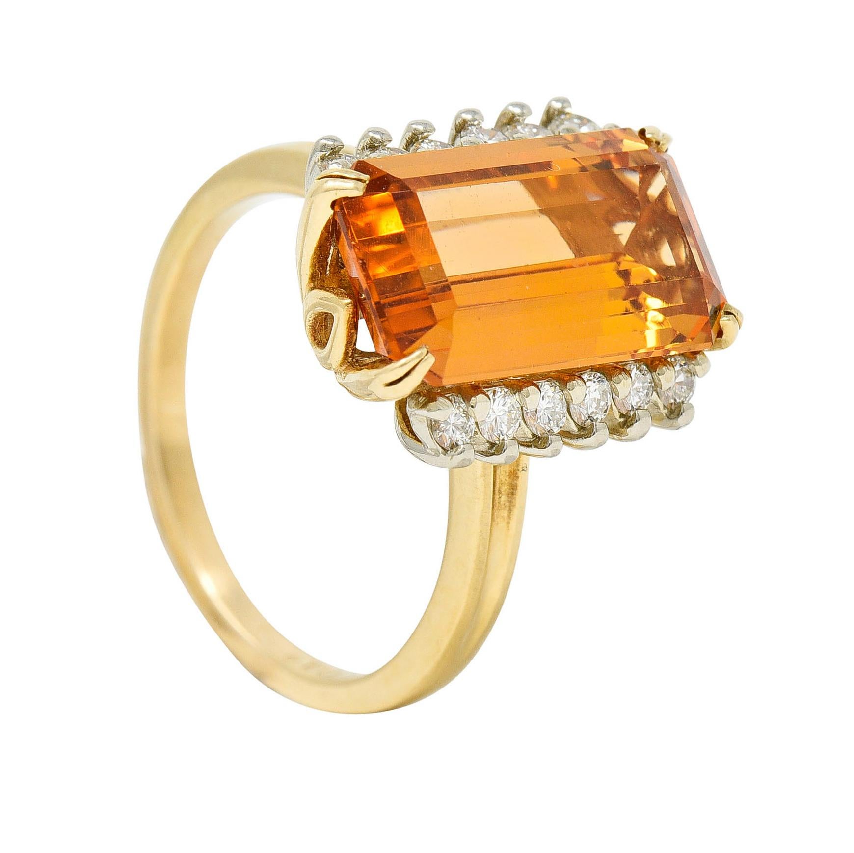 Tiffany & Co. Imperial Topaz Diamond 18 Karat Gold Platinum Gemstone Ring 2