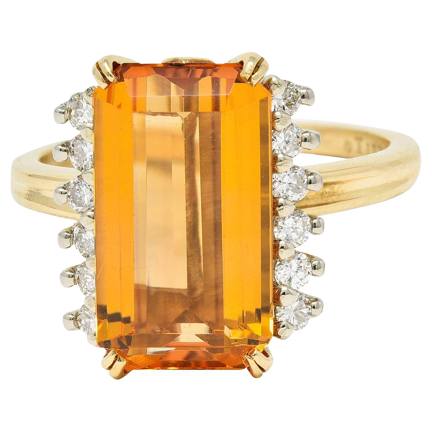 Tiffany & Co. Imperial Topaz Diamond 18 Karat Gold Platinum Gemstone Ring