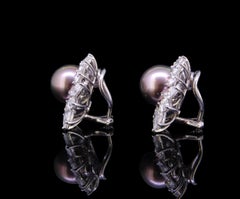 Tiffany & Co., Important Pair of Platinum, Black Pearl and Diamond Earrings